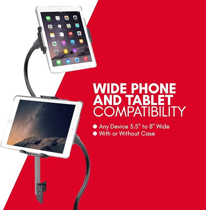 Macally Car Seat Rail Mount - Super Secure Tablet and Phone Holder for Car, Truck, and Any Vehicle - Adjustable Gooseneck iPad Mount - Works With All iPad, iPhone, Tablets