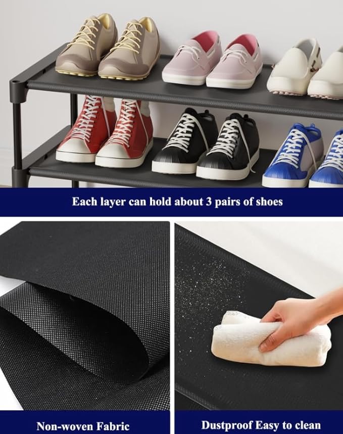 Kitsure Shoe Rack - Non-Woven Shoe Rack Shelf, Shoe Organizer for Closet, Entryway, Garage & Corridor, Stackable Shoe Shelves