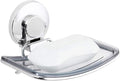 LEVERLOC Chrome Suction Cup Soap Dish Holder for Shower Wall Drill-Free Rustproof Waterproof Wall Mount Strong Suction Remova