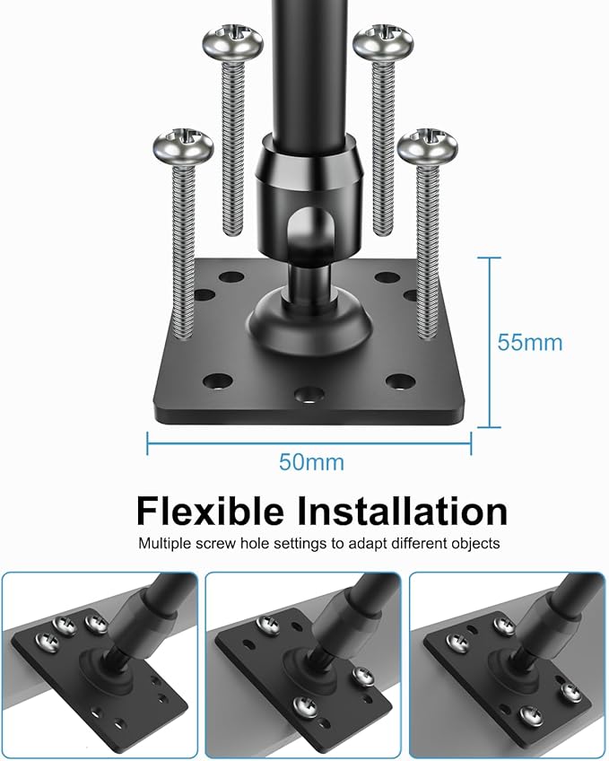 woleyi Drill Base Tablet Mount for Truck - [Metal Long Arm] Heavy Duty Truck Tablet Holder Dashboard Car Mount for Commercial Vehicles, Semi Trucks, for 4.7-13" iPad Pro, Air, Mini, Galaxy Tab, Z Fold