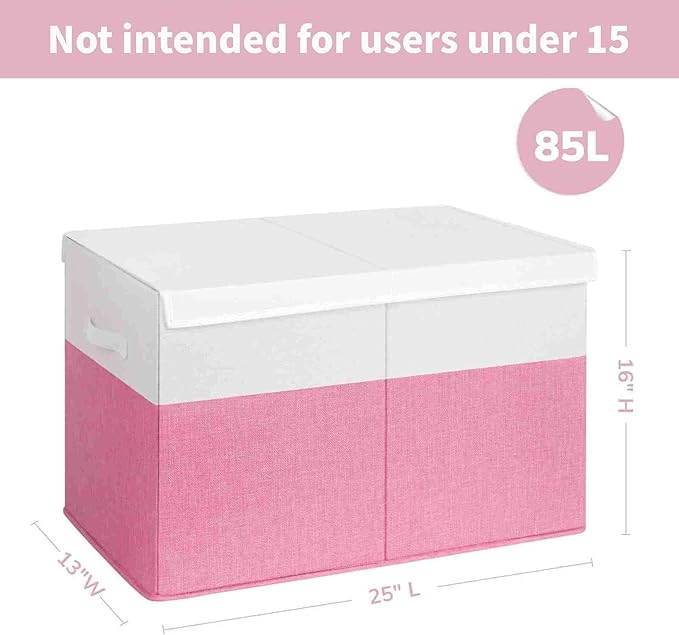 INDRESSME 25"x13"x16" Large Toy Storage Box with Lid, Collapsible Storage Organizer Baby Toy Storage for Kids Boys Girls, Toy