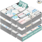 RFAQK 18 Pack Drawer Organizer Clothes-3 Sizes Dresser Organizer for Underwear Closet, Baby Clothes Organizer for Wardrobe-Fo