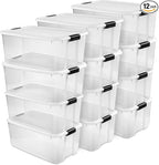 Sterilite 12-Pack Ultra Latching Box, Storage Bins with Lids, Clear Plastic, 116 Quart - Heavy-Duty Organizing Containers for