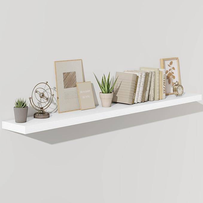 Fun Memories 72 Inch Floating Shelves for Wall, Fireplace Mantel Shelf with Invisible Heavy Duty Bracket, 8 Inch Deep Storage