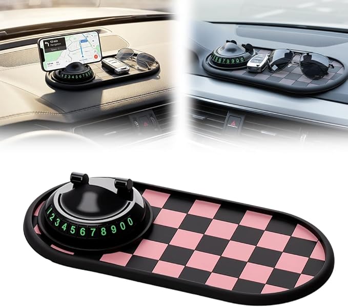 Mobile Phone Bracket Anti-Slip Mat, Multifunction Car Dashboard Mat with Temporary Parking Number, Large Universal Fit Anti-S