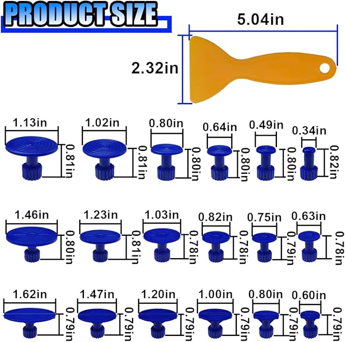 25PCS Car Dent Puller Kit, Car Body Dent Repair Tools, Paintless Dent Lifter Repair Tool Puller with 18 Tabs, Auto Dent Remov