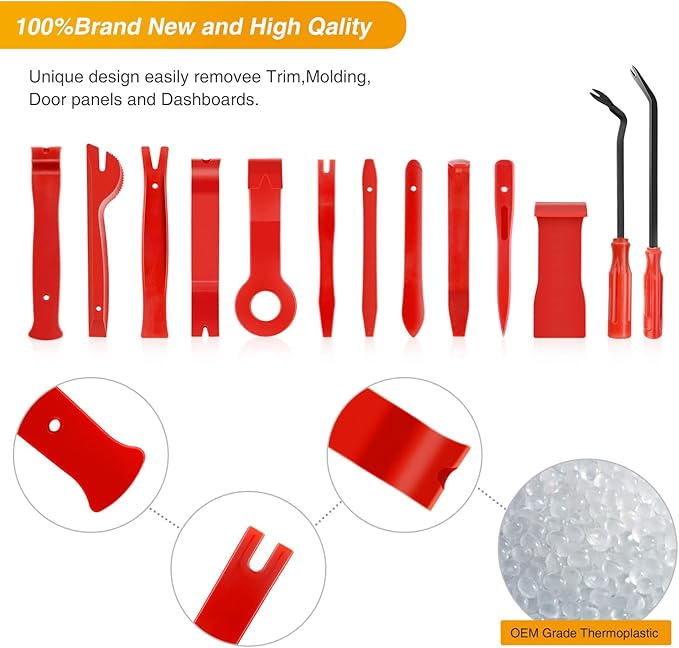 GOOACC Nylon Bumper Fastener Rivet Clips Car Clip Panel Audio Video Dashboard Dismantle Kits Installer Removal Tool (13PCS Tr