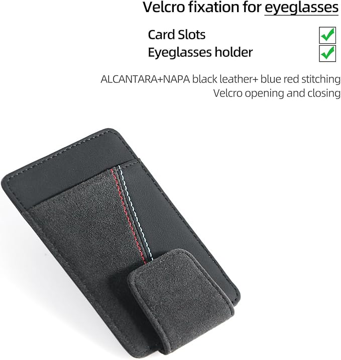 BETTERHUMZ Sunglasses Holder For Car Visor Compatible with BMW X5 X6 X7 4 5 6 7 Series for Alcantara Glasses Holders Cowhide Eyeglasses Card Case Clip Interior Accessories (with Cowhide)