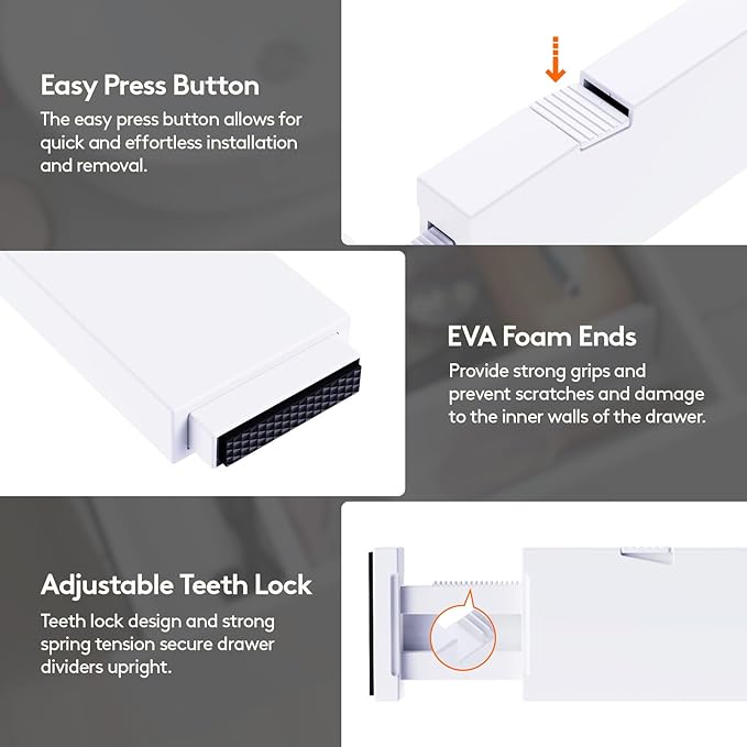 Lifewit 5 Pack Drawer Dividers 5" High, 13.5-22" Adjustable Clothes Organizers,Plastic Expandable Separators in Dresser/Bedro