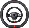 Suede D Shape Steering Wheel Cover,Compatible with Subaru WRX Suede Leather Sport Non-Slip Wheel Cover Car Interior Accessories 15 inch for Man and Women