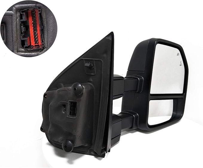 AERDM New towing mirror Black Housing with Temperature sensor fit Ford Super Duty F-250 F-350 F-450 F-550 2017 2018 2019 w/Blind Spot with arrow Lamp,Turn Signal, Puddle, Clearance and Auxiliary Lamp
