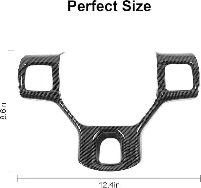 CheroCar for Dodge RAM Steering Wheel Cover Trim Interior Decoration Accessories for 2010-2017 Dodge RAM (Carbon Fiber)