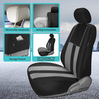 FH Group Car Seat Cover Full Set Striking Striped Gray Car Seat Covers with Front Seat Covers and Rear Split Bench Car Seat C