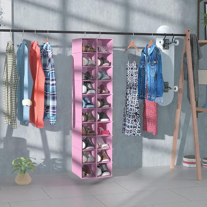 Libeder Hanging Shoe Organizer for Closet, Hanging Closet Organizers 20 Section Shoe Shelves, Space Saving Shoe Holder & Stor