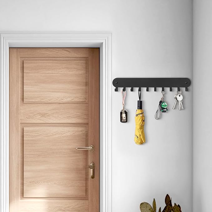 2 Pack Key Holder for Wall,Key Hooks with 10 Hooks,Key Holder Wall Mount Self Adhesive, Key Rack for Wall No Drill for Living