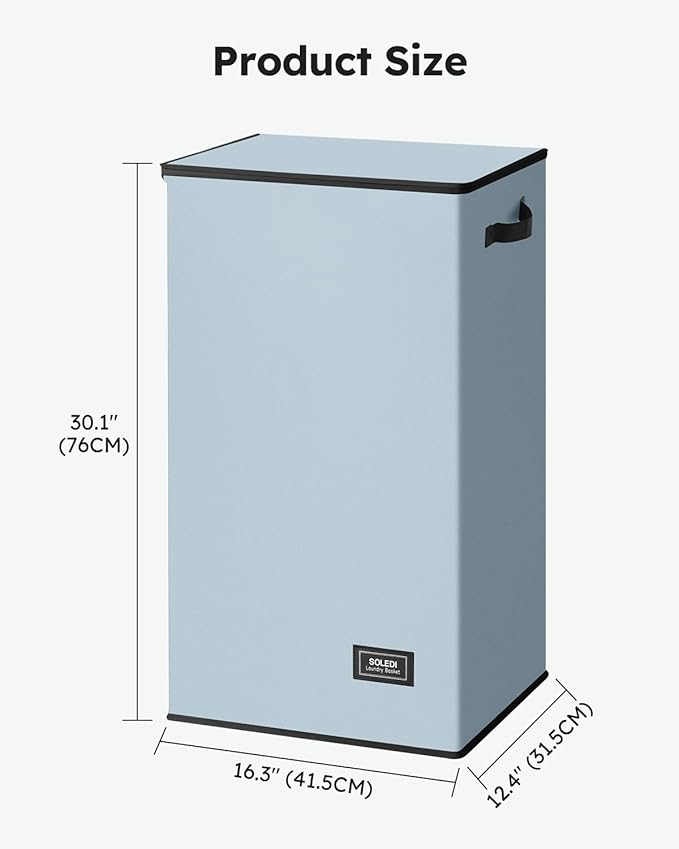 SOLEDI Laundry Hamper with Lid 100L Large & Tall Collapsible Laundry Basket, Clothes Hamper with Bag Removable Easy to Carry,