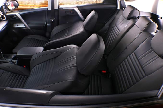 EKR Rav4 Seat Covers Custom Fit for Toyota Rav4 LE(NOT for Hybrid) 2013 2014 2015 2016 2017 2018,Leather Car Seat Cover for T