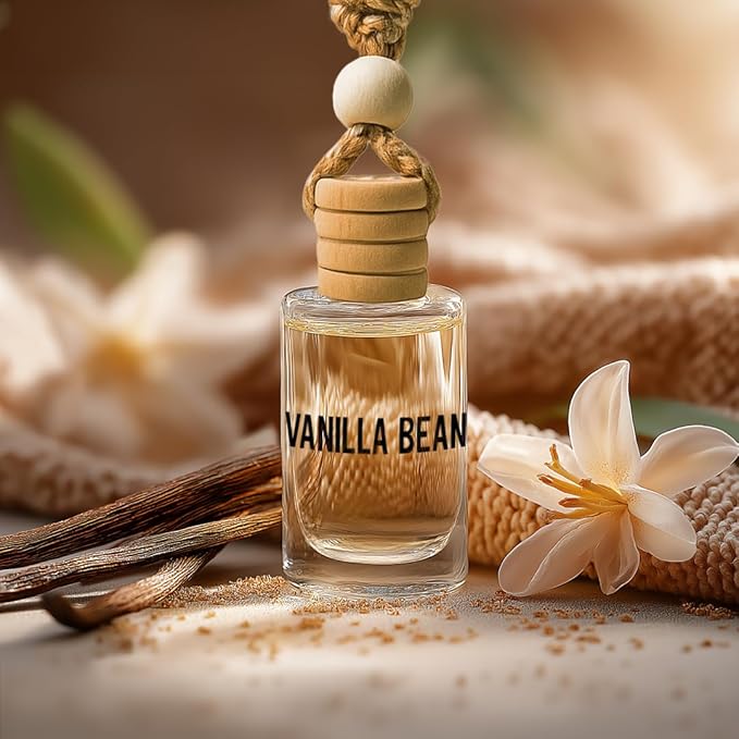 Vanilla Bean Hanging Car Air Freshener – Long Lasting Essential Oil Diffuser for Car, Closet, Bathroom – 2-Pack Natural Scent
