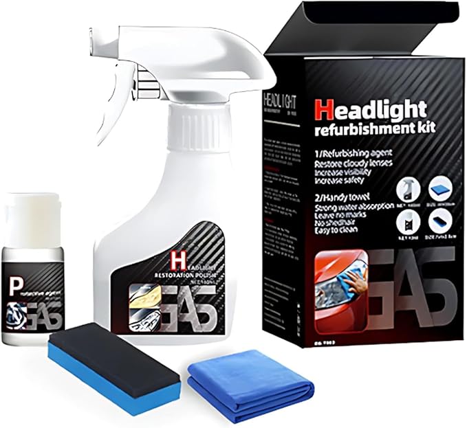 QuiforHeadlight Cleaner, Automotive Headlamp Restoration Fluid Kit, HeadlightRestoration Kit, Improve Nighttime Visibility Fo