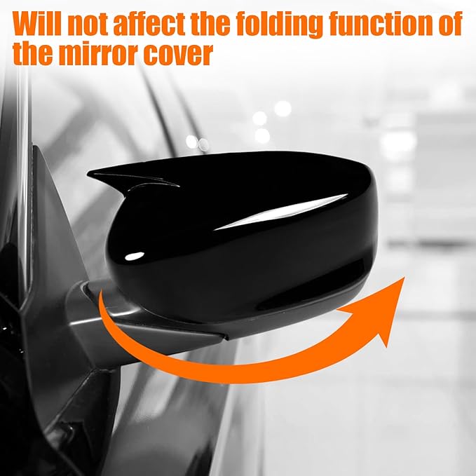 Yumzeco 2PCS Compatible with Honda Accord Ox Horn Side Mirror Covers 8th Gen W/O Stand Cover 2008-2012, Driver and Passenger Side Door Rearview Mirror Caps for Honda Accord W/O Light Hole-Glossy Black