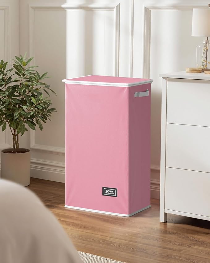 SOLEDI Laundry Hamper with Lid 100L Large & Tall Collapsible Laundry Basket, Clothes Hamper with Bag Removable Easy to Carry,