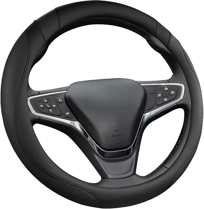 West Llama Customized Auto Car Steering Wheel Cover for Chevy 14.5-15 inches, Steering Wheel Cover for Chevrolet (Black - Sta