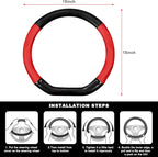 Car Breathable Steering Wheel Cover, Carbon Fiber Wear-Resistant D Shape Steering Wheel Protector for Comfy Grip, Universal N