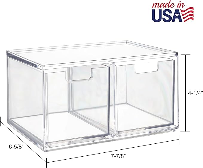 STORi Chloe Space-Saving Clear Drawer Organizer (4 Tall Drawers) Sort Office, Kitchen, Beauty Supplies, Makeup, Pens, Jewelry