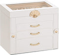 Enthralite Jewelry Box with 3 Drawers: Display Organizer for Earrings Necklaces - Gift for Girls Women (White)