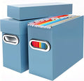 File Organizer Box with Lid & Handle, Thickened Cardboard Hanging File Folder Storage Boxes for Letter Size, Portable Filing 