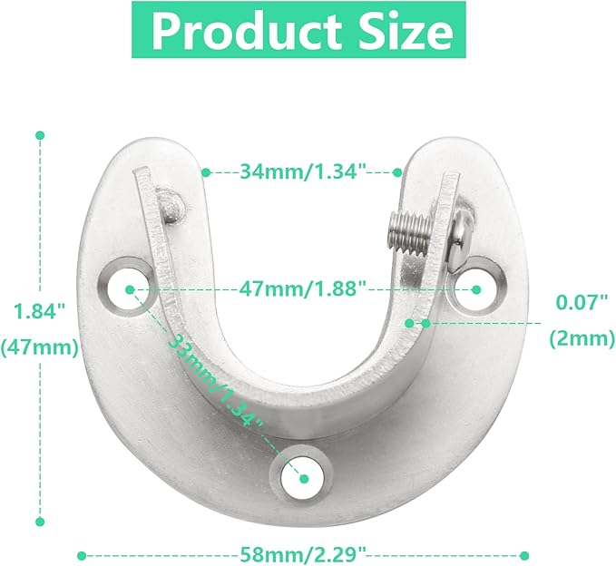 8 Packs Stainless Steel Closet Rod End Supports 1-1/3 Inch Wardrobe Bracket Heavy Duty Closet Pole Sockets Flange Rod Holder,