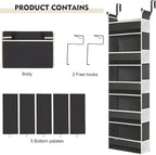 Over The Door Hanging Organizer 5-Shelves and 10 Side Pockets, Over The Door Storage for Bathroom and Bedroom, Back of Door O
