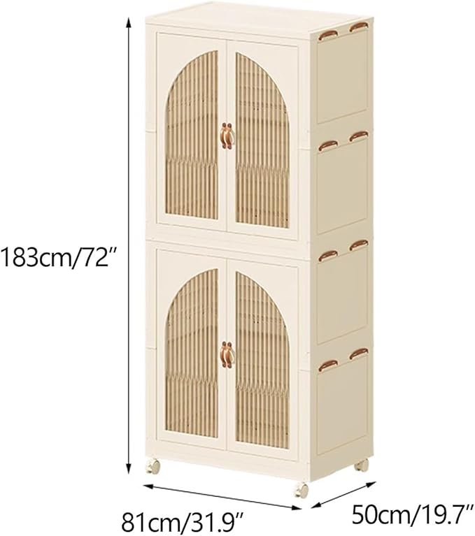 Heavy Duty Clothes Rack - Portable Foldable Wardrobe with Hanging Space on Wheels for Bedroom, Dorm, or Laundry Room Use, 81x