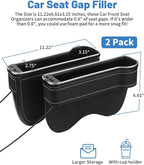 Shademax RGB Color Changing LED Car Seat Gap Filler Organizer Console Side Seat Gap Storage Box with Cup Holders and USB Chargers for Car Interior Accessories (2 Pack)