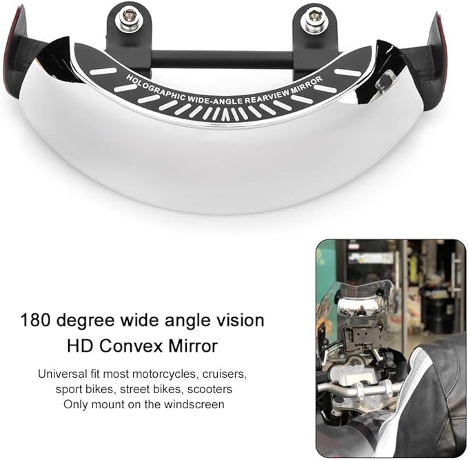 Motorcycle Blind Spot Rear Mirror Motorcycle Wide Angle Rear View Mirror 180° 180 Degree Motorcycle Safety Mirror For Motorcycle Windshield