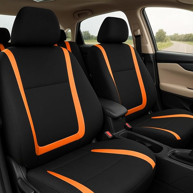 BELOMI Car Seat Covers Full Set, Breathable Premium Cloth Auto Seat Cover, Universal Front and Rear Seat Covers, Automotive I