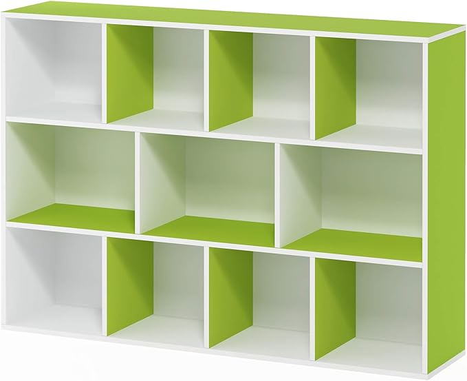 Furinno LUDER Book Shelf, 11-Cube Bookshelf, Reversible Bookcase, 9.4 x 29.1 x 41.7, Easy Assembly, for Living Room, Bedroom,