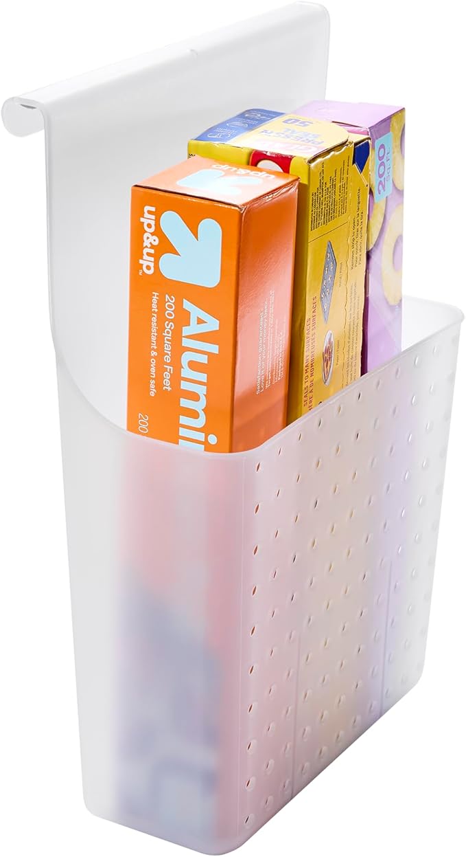 madesmart Over-Door Organizer, Storage for Aluminum Foil, Parchment Paper & Kitchen Wraps, Dual Divided Bins with Soft-Grip O