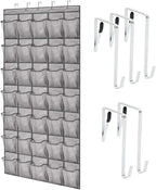 GORILLA GRIP Over the Door Shoe Organizer, 35 Large Breathable Mesh Pockets, Space Saving Hanging Storage Holder, 5 Hook Clos