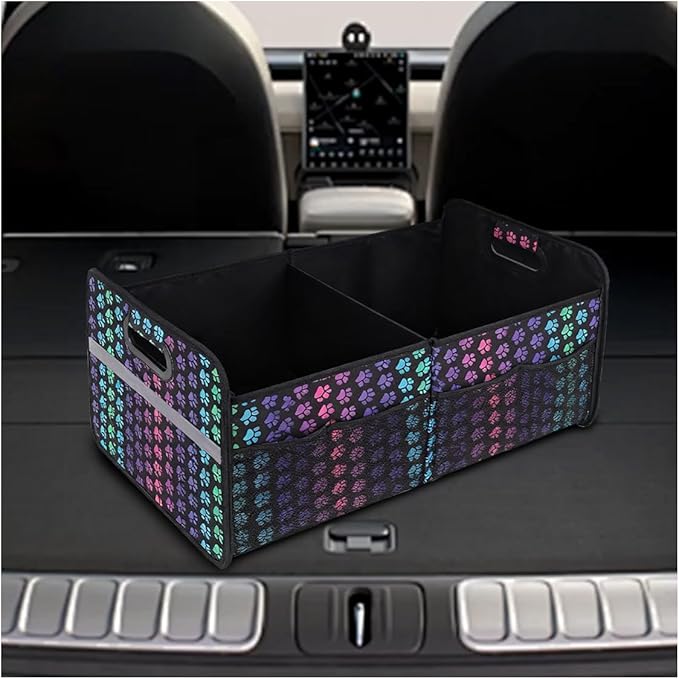 Car Trunk Organizer, Waterproof Large Capacity 600D Oxford Fabric Auto Trunk Storage Container with Pockets,