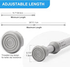 2 Pack Tension Curtain Rod 15.7-28 Inch, Small Short Adjustable Extendable Spring Loaded Rods for Windows Cabinet Blinds Clos