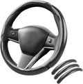Carbon Fiber Steering Wheel Cover 3PCS, Non-Slip Grip for Universal Cars,Fit for 14–16 Inch Wheels, Interior Accessories for 