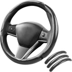 Carbon Fiber Steering Wheel Cover 3PCS, Non-Slip Grip for Universal Cars,Fit for 14–16 Inch Wheels, Interior Accessories for 