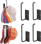 Hat Racks for Baseball Caps 4 Pack, Stainless Steel Adhesive Hat Hanger Hooks Holder for Wall, Multi-Purpose Strong Hook Orga
