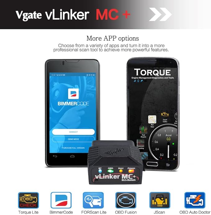 Vgate vLinker MC+ Bluetooth OBD2 Car Diagnostic Scan Tool for iOS, Android, Windows
