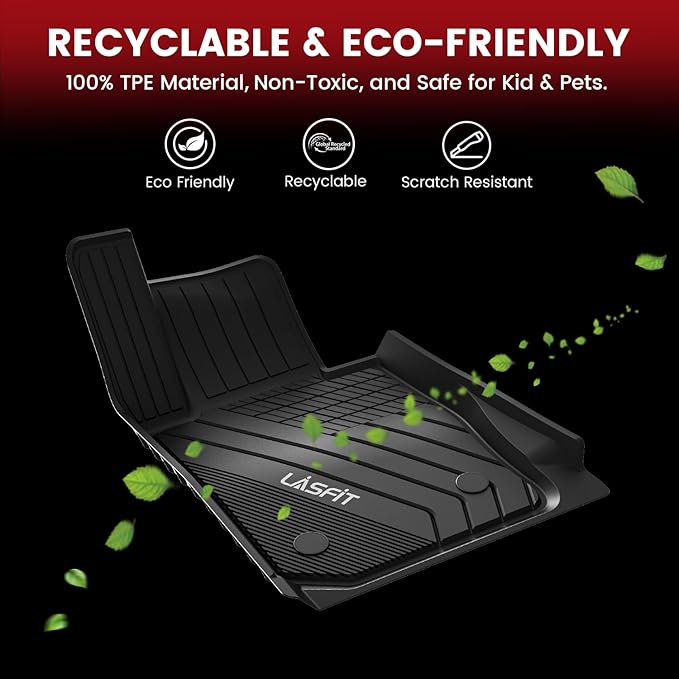 LASFIT Floor Mats Fit for BMW X7 2019-2025 2026 7 Seaters, Custom Fit TPE All Weather Waterproof Floor Mat Front & Rear Rows Car Liners for xDrive40i xDrive50i M50i M60i, Black