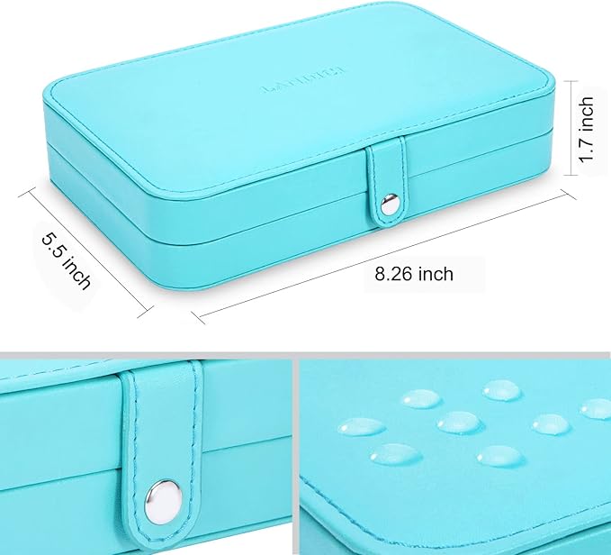 LANDICI Small Jewelry Box for Women Girls, PU Leather Travel Jewelry Organizer Case, Portable Jewellery Storage Holder Displa