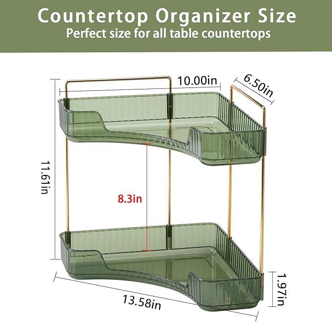 shuang qing 2-Tier Corner Bathroom Counter Organizer – Storage Shelf for Makeup, Perfume & Skincare, Space-Saving Countertop 
