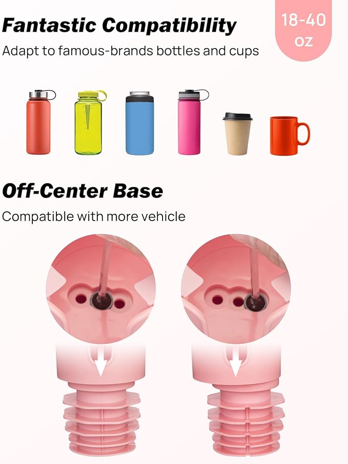 JOYTUTUS Cup Holder Phone Mount for Car, Car Cellphone Large Adapter Long Arm with 360 Degree Rotation, Compatible iPhone, Samsung & All Smartphones,Pink,1 Pack