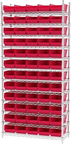 Akro-Mils 30130 Plastic Shelf Bins, Heavy Duty Storage Bins for Garage, Closet, and Drawer Organization, 12" x 6-1/2" x 4", R